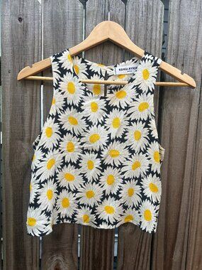 Vintage Sonia Rykiel 100% Silk Daisy Print Tank Top Size 38 US 6 S
